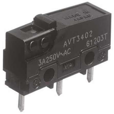 AVL3405, Panasonic SPDT Pin Plunger Microswitch, 5 A @ 250 V ac, Микропереключатель