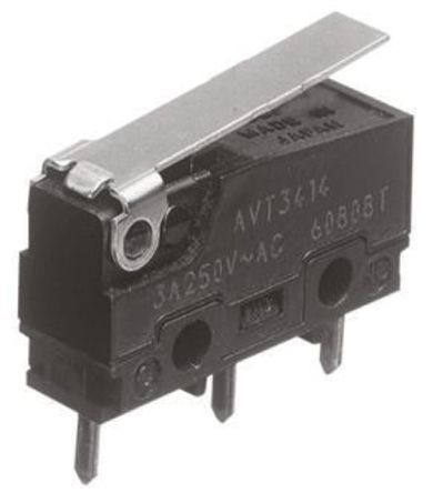 AVL34153, Panasonic SPDT Short Hinge Lever Microswitch, 5 A @ 250 V ac, Микропереключатель