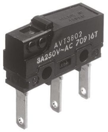 AVL3805613, Panasonic SPDT Pin Plunger Microswitch, 100 mA @ 30 V dc, Микропереключатель