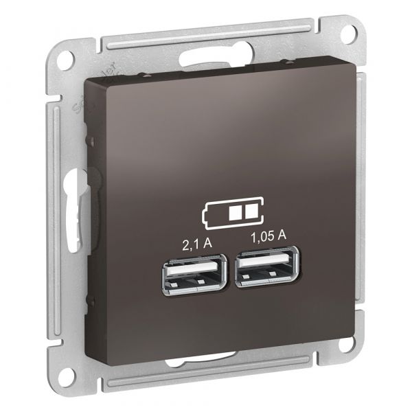 ATLASDESIGN USB РОЗЕТКА A+A, 5В/2,1 А, 2х5В/1,05 А, механизм, МОККО