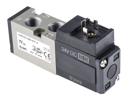 EVK3120-5DO-01F-Q, SMC 5/2 Pneumatic Control Valve Spring/Solenoid G 1/8 VK3000 Series, Клапан