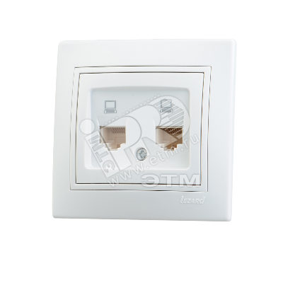 Мира Розетка RJ 45x2 белый с вставкой белый
