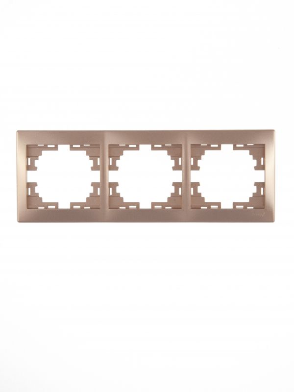 MIRA Рамка 3 поста горизонтальная                 светло-коричневый перламутр