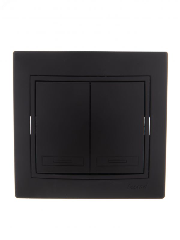 MIRA Выключатель двойной чёрный бархат со вставкой (10шт/120шт)