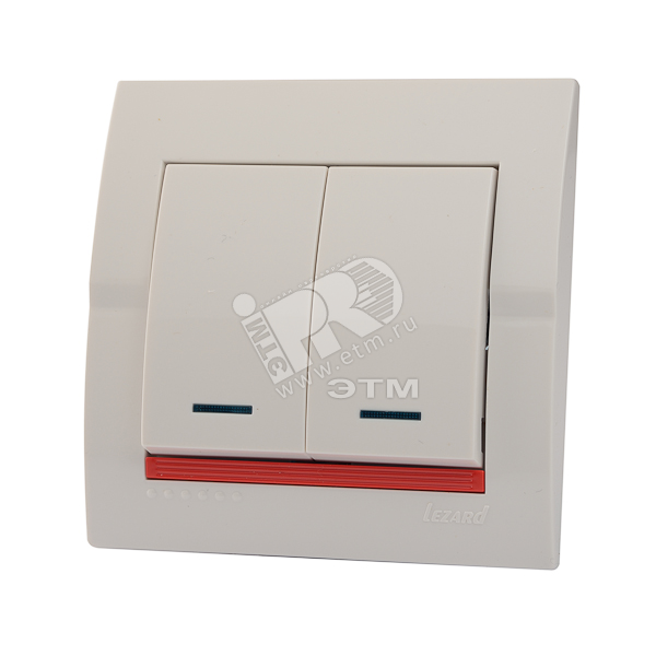 DERIY Выключатель х2 с подсветкой ПБТ белый