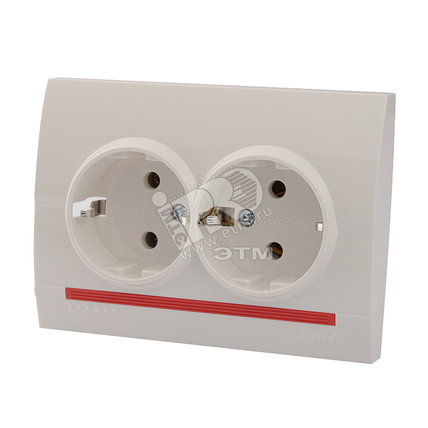 DERIY Розетка двойная с заземлением ПБТ белый
