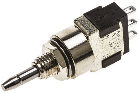 MPE106D, KNITTER-SWITCH Single Pole Double Throw (SPDT) Latching Miniature Push Button Switch, IP67, 5.6 (Dia.)mm, Panel Mount,, Кнопочный переключатель