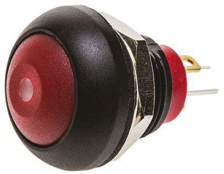 DPWL1CGRR, KNITTER-SWITCH Single Pole Single Throw (SPST) Momentary Red LED Miniature Push Button Switch, IP67, 12.9 (Dia.)mm,, Кнопочный переключатель