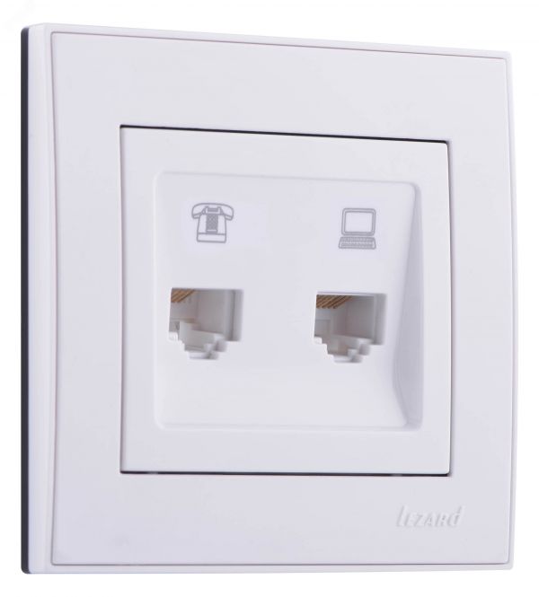Розетка RAIN компьютерная + телефон белая
