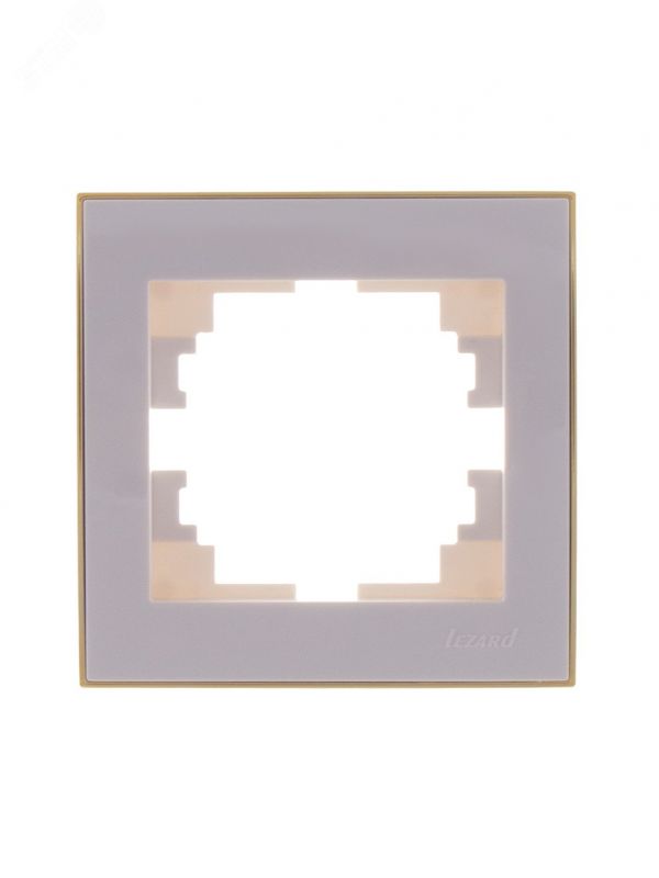 Рамка RAIN 1-ая горизонтальная белый с боковой вставкой золото