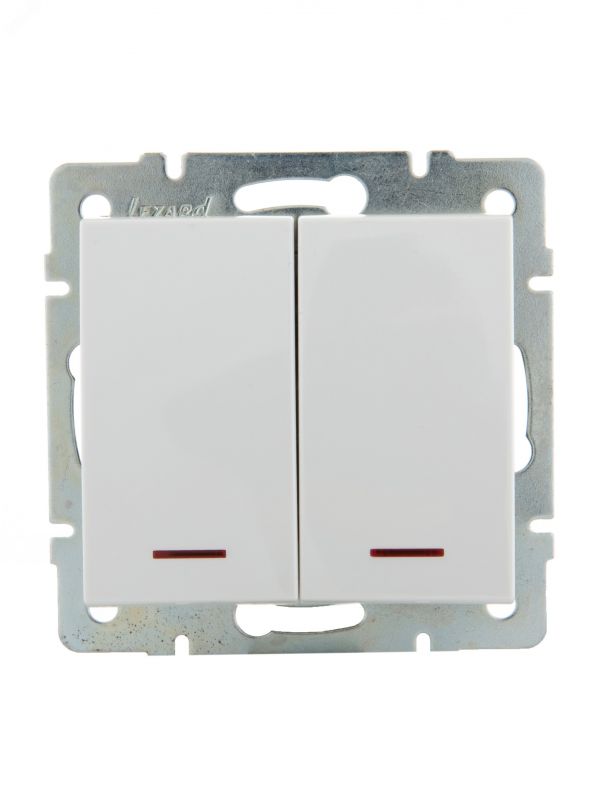 Выключатель RAIN двойной с подсветкой белый механизм