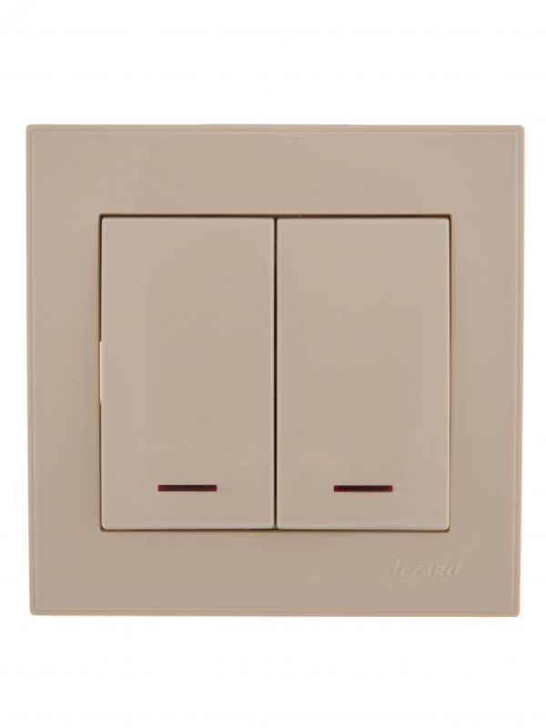 Выключатель RAIN двойной с подсветкой крем