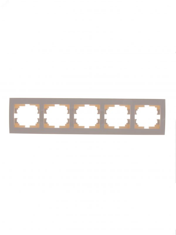 Рамка RAIN пятерная горизонтальная крем с боковой вставкой