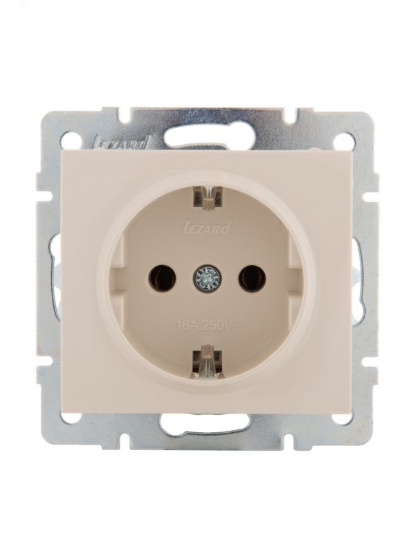 Розетка RAIN с заземлением керамика крем механизм