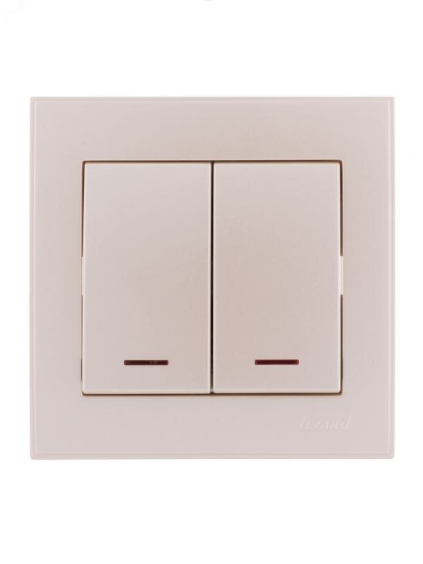 Выключатель RAIN двойной с подсветкой жемчужно-белый перламутр