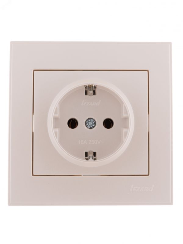 Розетка RAIN с заземлением керамика жемчужно-белый перламутр