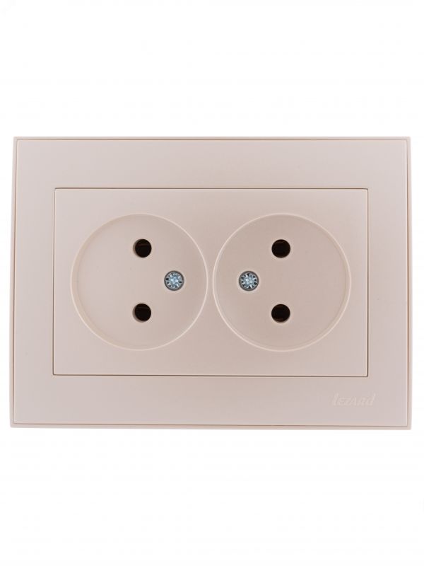 Розетка RAIN двойная б/з керамика жемчужно-белый перламутр