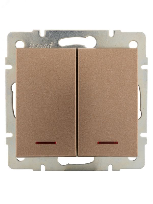 Выключатель RAIN двойной с подсветкой бронза матовая механизм