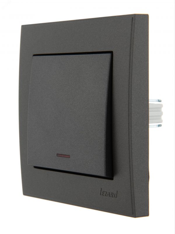 Выключатель RAIN с подсветкой черный графит матовый механизм