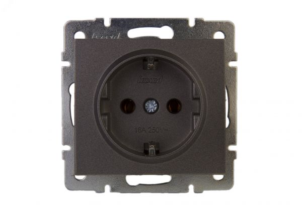 Розетка RAIN с/з керамика черный графит матовый механизм