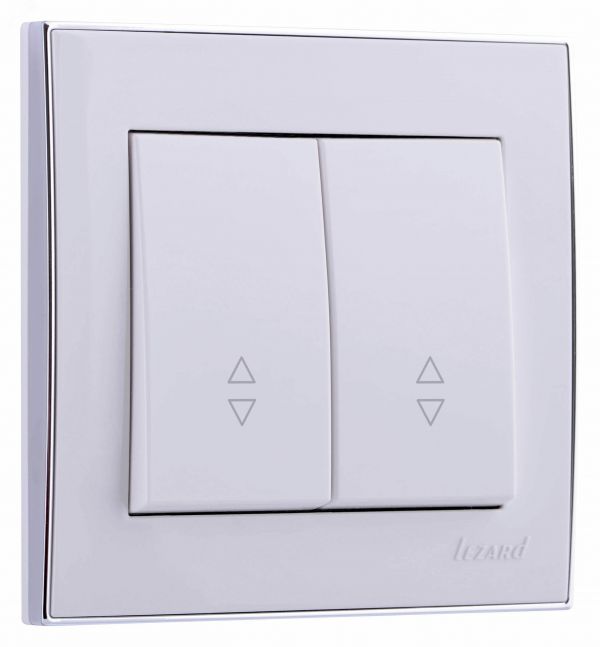 RAIN Выключатель проходной двойной белая с боковойвставкой хром