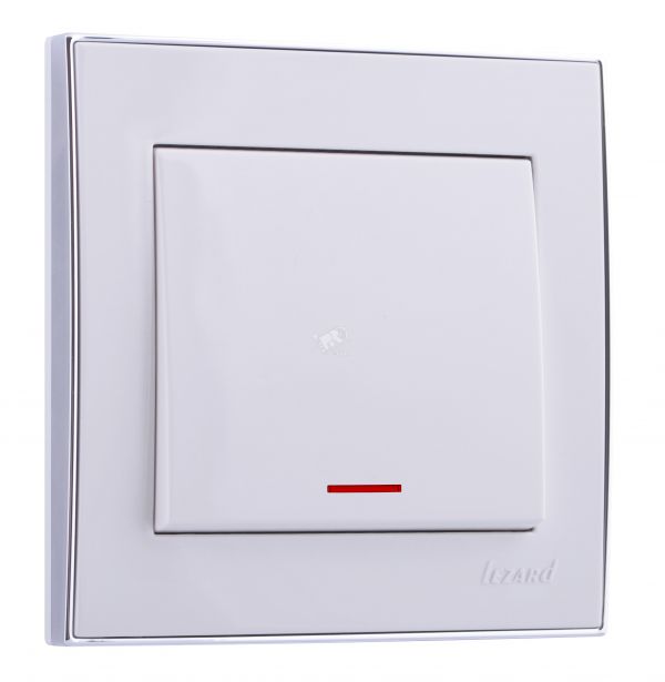 RAIN Выключатель с подсветкой белый с боковой вставкой хром