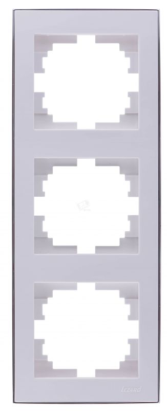 RAIN Рамка 3 поста вертикальная белая с боковой вставкой хром