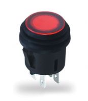 KFB2AEA2RBB, ZF Single Pole Single Throw (SPST) Latching Red LED Push Button Switch, IP65, 20.2 (Dia.)mm, Panel Mount, 125V ac, Кнопочный переключатель