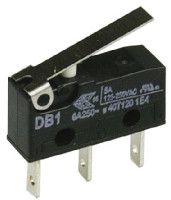 DB1C-B1LB, ZF SPDT-NO/NC Short Lever Microswitch, 6 A @ 250 V ac, Микропереключатель