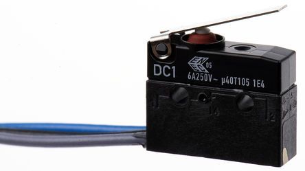 DC1C-C3LB, ZF SPDT-NO/NC Short Lever Microswitch, 6 A @ 250 V ac, Микропереключатель