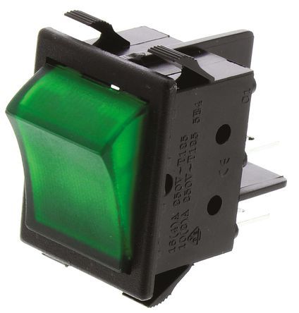 WRG32F2BBGEN, ZF Illuminated Double Pole Single Throw (DPST), On-None-Off Rocker Switch Panel Mount, Клавишный переключатель