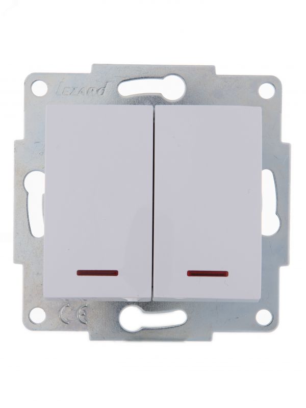 KARINA Выключатель двойной с подсветкой белый  (10шт/120шт)