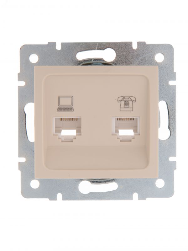 KARINA Розетка компьютер+телефон крем (10шт/120шт)