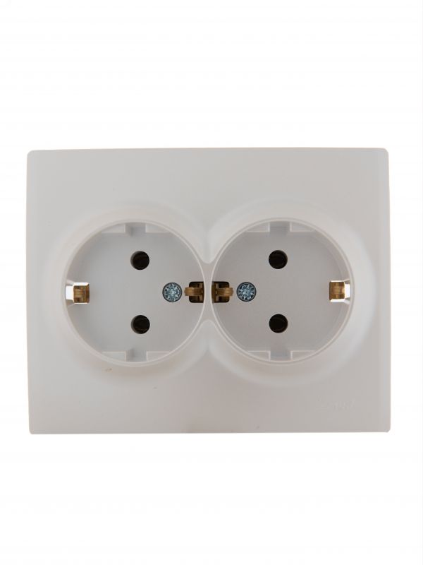 KARINA Розетка двойная с/з ПБТ жемчужно-белый перламутр (10шт/120шт)