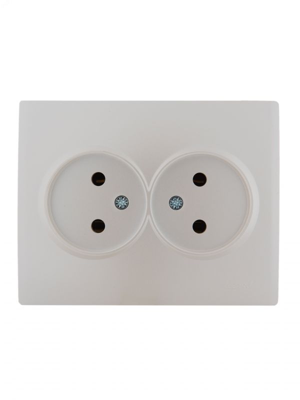 KARINA Розетка двойная б/з керамика жемчужно-белый перламутр (10шт/120шт)
