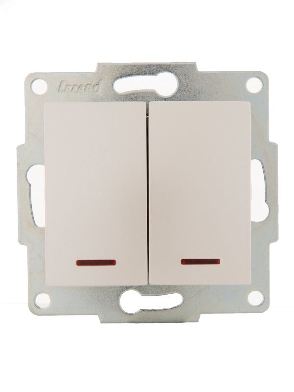 KARINA Выключатель двойной с подсветкой жемчужно-белый перламутр  (10шт/120шт)