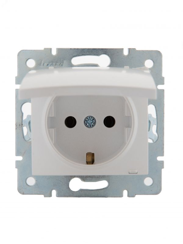 KARINA Розетка с/з с крышкой керамика жемчужно-белый перламутр (10шт/120шт)