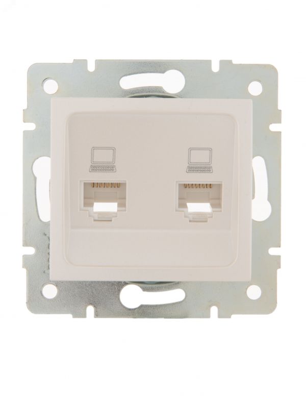 KARINA Розетка компьютерная двойная жемчужно-белый перламутр (10шт/120шт)