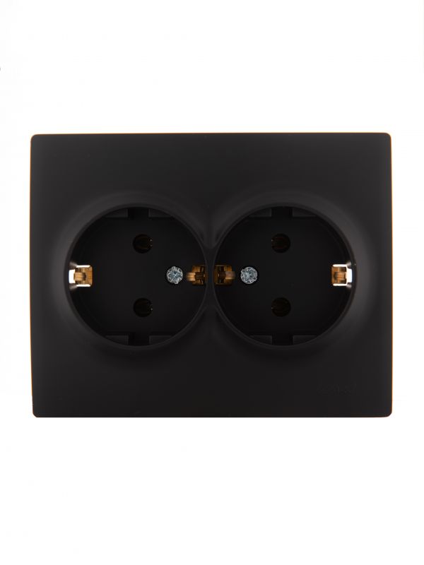 KARINA Розетка двойная с/з ПБТ чёрный бархат (10шт/120шт)
