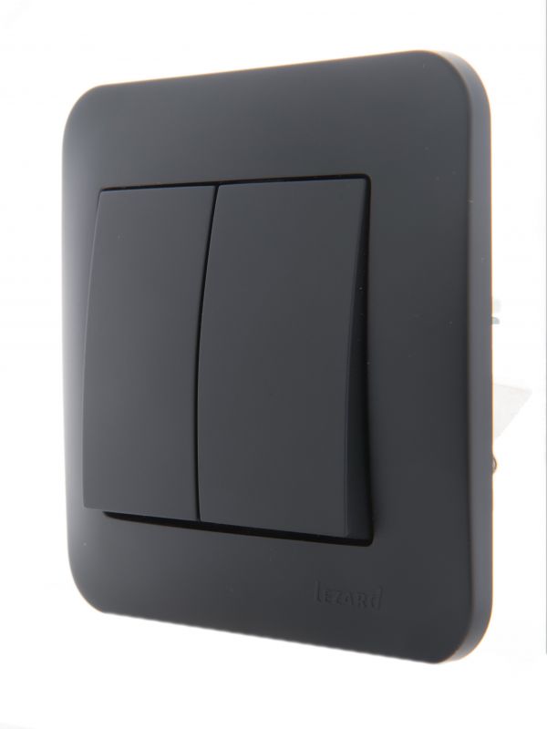 KARINA Выключатель двойной чёрный бархат  (10шт/120шт)