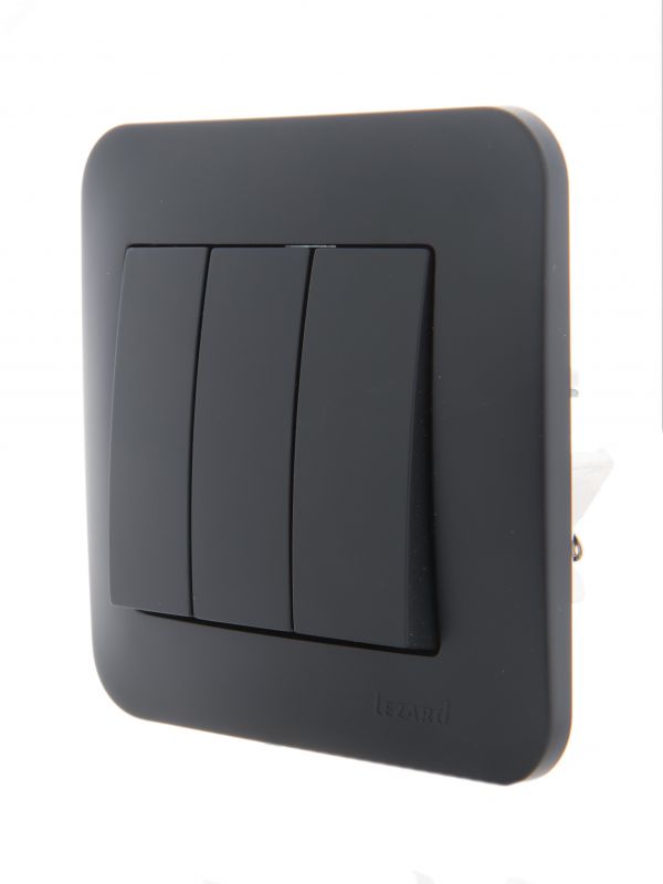 KARINA Выключатель тройной чёрный бархат  (10шт/120шт)