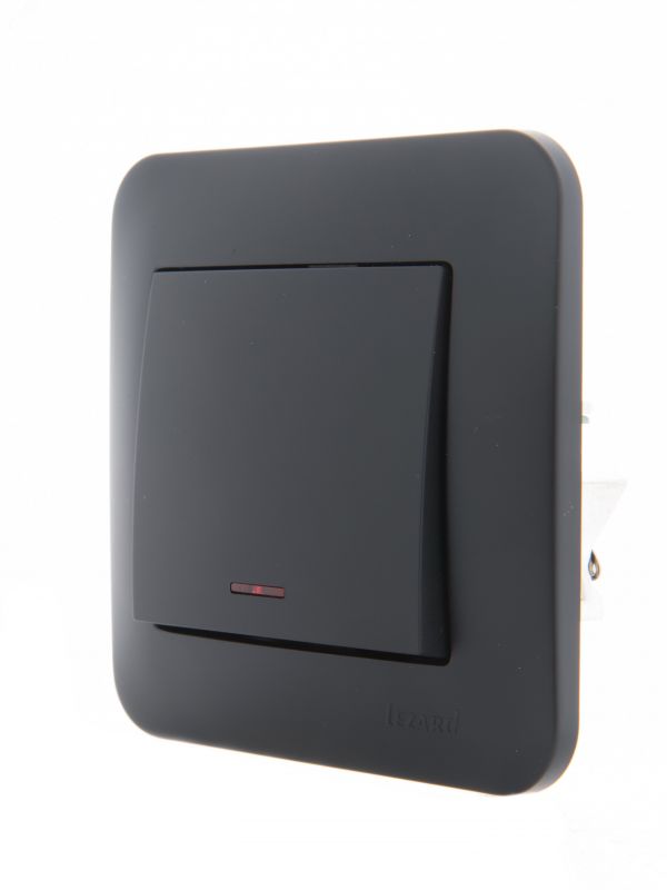 KARINA Выключатель с подсветкой чёрный бархат  (10шт/120шт)