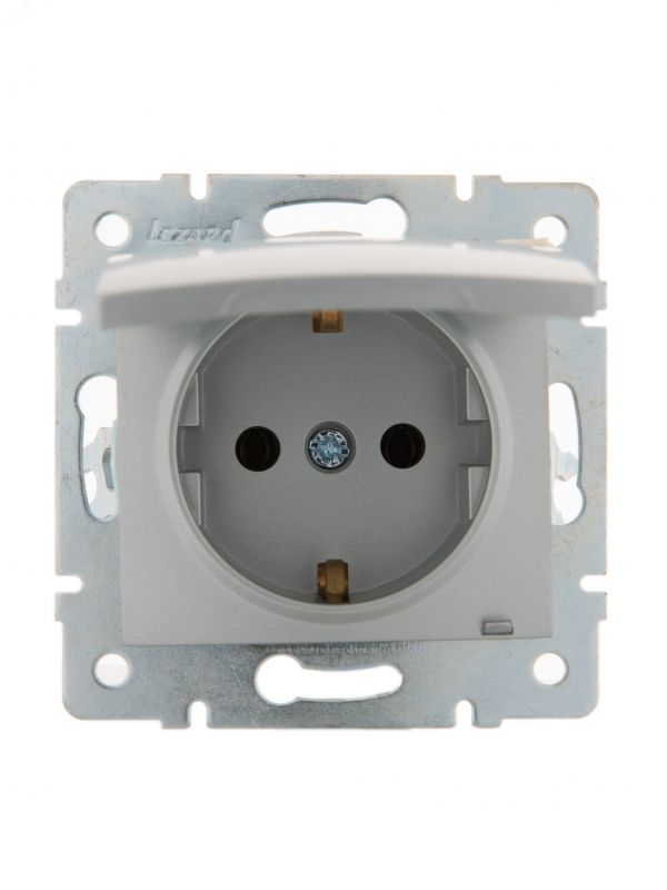 KARINA Розетка с/з с крышкой керамика матовое серебро (10шт/120шт)