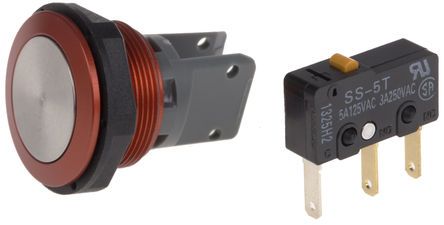 1241.6622.3120000, Schurter Single Pole Double Throw (SPDT) Momentary Push Button Switch, IP40, 19 (Dia.)mm, Panel Mount, 125/250V ac, Кнопочный переключатель