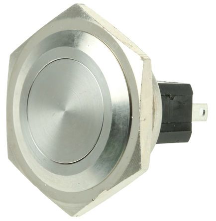 MP0027, Bulgin Single Pole Single Throw (SPST) Momentary Push Button Switch, IP66, 25.8 (Dia.)mm, Panel Mount, 250V ac, Кнопочный переключатель