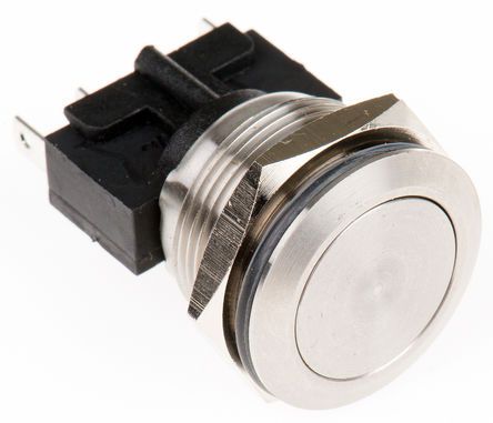 MP0031, Bulgin Single Pole Single Throw (SPST) Momentary Push Button Switch, IP66, 19.2 (Dia.)mm, Panel Mount, 250V ac, Кнопочный переключатель