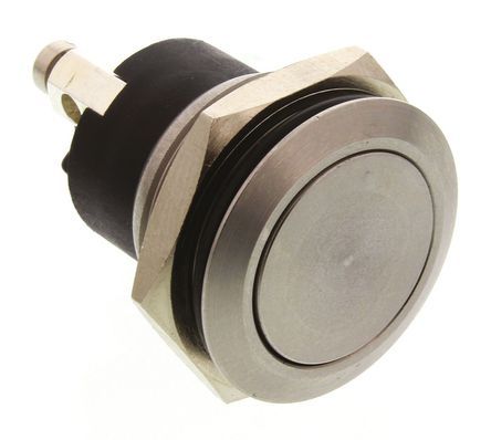 MP0037, Bulgin Single Pole Single Throw (SPST) Momentary Push Button Switch, IP68, 19.2 (Dia.)mm, Panel Mount, Screw Mount, 50V, Кнопочный переключатель