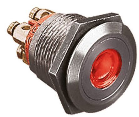 MPI001/TERM/D4, Bulgin Single Pole Single Throw (SPST) Momentary Red/Blue LED Push Button Switch, IP66, 19.2 (Dia.)mm, Panel Mount, 24V, Кнопочный переключатель