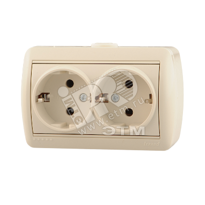 HATA Розетка двойная с заземлением бежевая