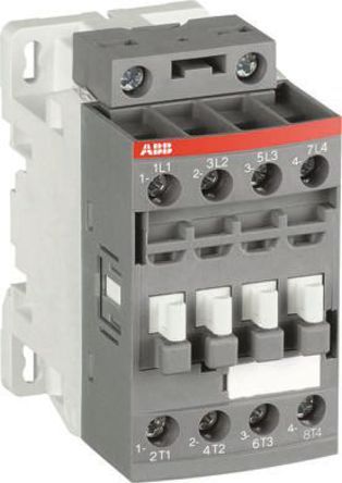 1SBL177201R1200, ABB 4 Pole Contactor - 30 A, 110 V ac/dc Coil, AF Range, 4NO, 7.5 kW, Контактор